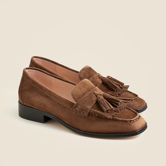 J. Crew Suede Maison Tassel Loafers in Walnut Brown Size 7 - Picture 3 of 13
